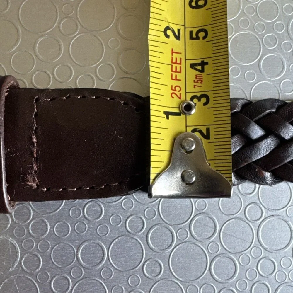 Handcrafted Dark Brown Braided Leather Belt Mens 38 Woven Classic Casual Work